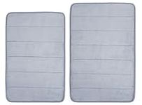 Home Beyond & HB design - 2-Piece Memory Foam Bath Mat Rug - Absorbent Non-Slip Bathroom Rug - (16"x24" Plus 18"x28", Grey)