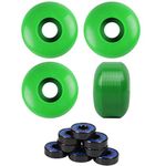 TGM Skateboards 58mm Blank Skateboard Wheels + ABEC 7 Bearings Spacers (Green)