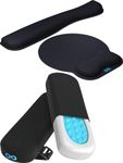 Everlasting Comfort Arm Rest Pads & Ergonomic Mouse Pad Bundle - Office Chair Arm Covers w/Cooling Gel Top Layer for Elbow, Forearm Support - Memory Foam Desk Cushion with Keyboard Wrist Rest