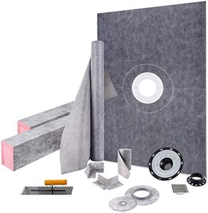 VEVOR Shower Curb Kit, 38"x60" Watertight Shower Curb Overlay with 4" PVC Central Bonding Flange, 4" Stainless Steel Grate, 2 Cuttable Shower Curb and Trowel, Shower Pan Slope Sticks Fit for Bathroom