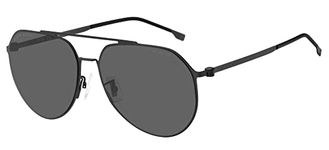 HUGO BOSS Men's Casual Sunglasses, Matte Black Blue/Grey, 61