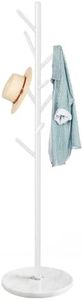ZOZOE Metal Coat Rack Freestanding, Metal Coat Rack Stand with Natural Marble Base, Modern Coat Racks with 8 Hooks, White Coat Tree Hanger Stand for Jacket, Bag, Entryway, Office