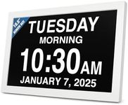 American Lifetime New 2025 Dementia Clock Large Digital Clock for Seniors, Digital Calendar Large Display, Custom Alarms, Clock with Day & Date for Elderly 18.5 Inches White