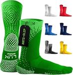 LUX Anti Slip Sport Grip Socks GripArray™ (Patented) Non-Slip Grips Technology, Green, One Size
