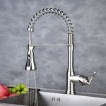 Pull Out Commercial Kitchen Taps：Kitchen Sink Taps with Pull Out 3-Function Sprayer - Professional High Arc 180 Degree Swivel Spout - Nickel Brushed - Beelee BL1760N