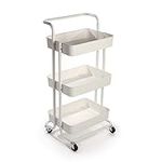 3 Tier Storage Trolley | Bathroom, Kitchen & Utility Unit | Book Cart | Make Up Rack | Mobile Organiser | Fruit & Vegetable Storage | M&W (White)