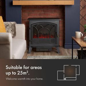VonHaus Electric Stove Heater – Black Freestanding Fireplace
