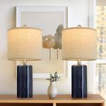 G-SAFAVA 20.25" Small Table Lamps Set of 2 Modern Ceramic Lamps for Living Room Farmhouse Bedside Lamps Boho Lamps for Night Stands Blue Bedroom Lamps Side Table Lamps End Table Lamps