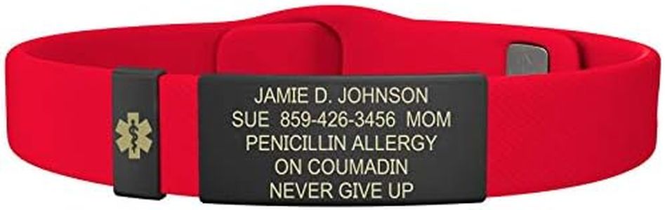 ROAD iD - official Medical Alert Bracelet - the Wrist ID Elite - 13mm wide - Silicone Pin-Tuck - medic id bracelets - 4 colors