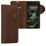 kalibri Case Compatible with Google Pixel 7 - Case Real Leather Protective Wallet Cover with Card Slot - Brown