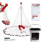 BasicGear Cast Net for Bait Trap Fish, Protected Weights, 3ft Radius with 3/8 inch Mesh for Freshwater and Saltwater, Professional Grade and Upgraded Material, Throw Style