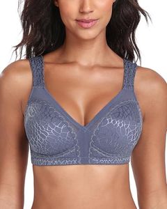 Lemorosy Full Coverage Non Padded Wireless Minimizer Bra Women's Plus Size Underwear Comfort and Double Support for Large Bust(Grey Blue,38DD)