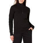 Amazon Essentials Women's Long-Sleeved Fleece Quarter-Zip Top (Available in Plus Size), Black, S