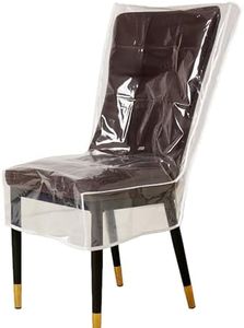 Drihara Clear Plastic Chair Covers Waterproof Soft PE Material to Prevent Stains/dust/Scratches Plastic Dining Room Chair Cover Protectors with Backrest 18" D x 21" W x 23" H (2 Pack)