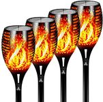 FLOWood Solar Lights Outdoor Garden, 4 Pack 96LED Large Solar Torch Lights, Dancing Flickering Flame Solar Lights Outdoor Dusk to Dawn, IP65 Waterproof Pathway Lights for Garden Patio Yard Lawn