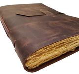 Large Vintage Leather Photo Album with Buckle Closure - Scrapbook Style Pages, Gift Box Included - Holds 200 4x6 or 5x7 Photos