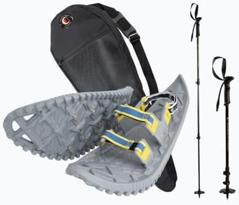 Crescent Moon Eco Eva Unisex Adult Ultralight Biodegradable EVA Foam Snowshoe Bundle for Men, Women and Youth with Rocker Cloud Deck, Ice Spikes & Trekking Poles and Bag (Snowshoe Bundle)