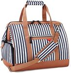 Lekebobor Overnight Bag for Women Travel Duffle Bag Foldable Weekender Bag with Shoe Compartment Top Large Opening, 45L, Striped