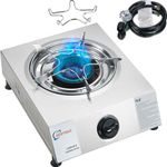 Propane Stove Single Burner Propane Stove 1 Burner Propane Burner Camping Stove Propane with Propane Adapter Hose 12000 BTU Portable Gas Stove (silver)