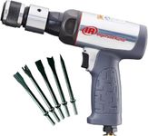 Ingersoll Rand 123MAXK Short Barrel Air Hammer Kit, 5 PC Chisel Set, Quick Change Retainer, Carrying Case, Anti Vibration Power Tool, 3530 BPM, Lightweight, Gray