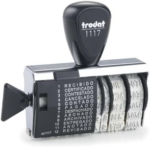 Trodat 1117 Classic Fechador Formulario español de entintaje manual, meses abreviados, marcada 6 x 56 mm aprox.
