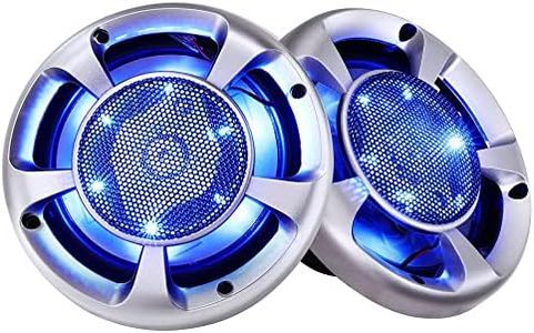 Giantz 6.5" Car Speaker, Set of 2 500W 3 Way Cars Stereo Audio Component Speakers Tweeter Components Tweeters Sound System, with Blue Led Lights and 2 Wires White