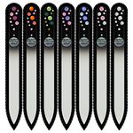 Mont Bleu Gift Set of 6 + 1 free Glass Nail Files hand decorated with crystals from Swarovski® | Hand Made, Czech Tempered Glass, Lifetime Guaranty