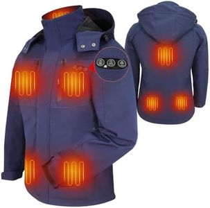 ARRIS Women's Heated Jacket, Electric Heating Warm Coat Waterproof 7.4V Battery Powered for Outdoor Camping Hiking Golf Blue XL