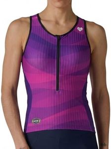 MY KILOMETRE Womens Triathlon Top Tri Singlet Racerback Performance Triathlon Top with Back Pockets