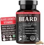 ViMulti Beard Supplement Tablets with Biotin, Collagen, Hyaluronic Acid, Keratin, Vitamin C, Vitamin E, Zinc, Selenium, Silica, Amino Acids, Men's Nutritional Hair Support Formula- 60 Tablets