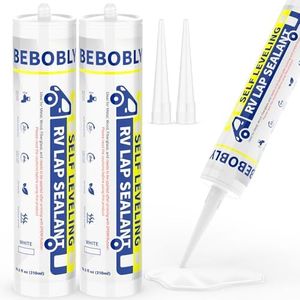 BEBOBLY RV Roof Sealant, Self Leveling Lap Sealant White, RV Caulking Sealant Waterproof, Flexible & Non-Cracking, RV Lap Sealant for Camper, Trailer & Motorhome Roof Repair, Secure Odorless (2 Pack)