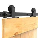 6.6FT/201cm Sliding Door Track Kit, CCJH Internal Barn Sliding Wood Doors Rail T Mount Hangers Black for Single Door