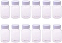 12PCS 80ml/2.7oz Clear Empty Portable Thicken Plastic Bottles Capsule Case with White Screw Cap Pill Tablet Holder Storage Container for Liquid Solid Powder Medicine Chemical Dispense