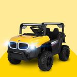 Jammbo X2 Battery-Operated Ride-on Premium Jeep Car for Kids - Dual Control Mode, Swing Function, LED Lights, Music & Connectivity - BIS Certified with Seat Belts & Suspension Springs - Yellow