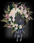 Soosubel Spring Summer Front Door Wreath, 20" Artificial Floral Wreath with Bow, Wreaths for Front Door, Window, Outdoor, Indoor Decor