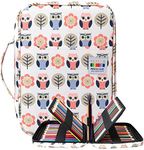 BOMKEE Coloring Pencil Case 220 Slots Pencils/Gel Pens Organizer Waterproof Travel Case Zipper Carrying Portable Pencil Markers Pen Holder Bag for Painter Writers School Students (Cartoon Owl)