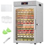 BriSunshine Food Dehydrator Machine, 18 Trays All Stainless Steel Non-Stick, 800W Dual-Fan 360° Even Drying, Digital Timer 24H & Temp 30-90°C for Jerky Fruit Herbs Pet Treats