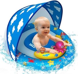 ZIZZ Baby Swim Float Toys - Baby Pools 6-12 Months, Pool Float with Canopy Swimming Toys for Baby 6-12 Months & 1 2 Year Old Toddler Summer Outdoor Play Kids Boy Girl Gifts