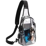 TINYAT Clear Sling Bag Stadium Approved Transparent Chest Bag with USB Charging Crossbody Shoulder Bag for Women Men T9060