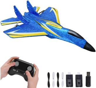Vecktodisy Remote Control Airplane, 2 CH RC Plane Ready to Fly, 2.4Ghz RC Jet with Built in 6-Axis Gyro, Easy to Fly RC Plane for Kids Boys Adults Beginner - Black