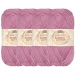 JubileeYarn Baby Soft Bamboo Cotton Yarn - 50g/Skein - Cotton Candy - 4 Skeins