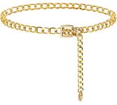 HIQUACC Punk Rock Metal Chunky Waist Chain Belt Buckle Type Jewelry Belly Chain for Women (Gold 1-M)