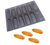 Silicone Baguette Moulds Hot Dog Bun Mold Bread Bun Mold Pans Non Stick Reusable Sandwich Baking Form French Bread Pan Hoagie Roll Baking Pans Perforated Mould 12-Loaf Bread Pans