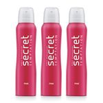Secret Temptation Pink Deodorant for Women, Long Lasting Floral Fragrance for Office Wear, Pack of 3 (150ml each),Spray
