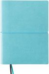 Global Printed Products Pocket Journal Notebook 4.25"x5.75" with Elastic Closure Leather Material (Teal/Black)