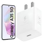 Gan 25W USB-C Super Fast Charger Adapter Compatible with Samsung Galaxy A35 5G Phones | Super Fast Charge for M05/S24 /S23/S22/S21 fe/S20/M14/M34/M54/A15/F15/M13/A34/A54, 25 w Charging Speed, White