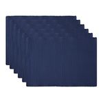 DII 100% Cotton, Ribbed 13x 19 Everyday Basic Placemat Set of 6, Nautical Blue