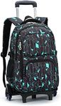 YUB Rolling Backpack On Wheels High-Capacity School Bag Backpacks for Students Climbing Stairs Six Wheels Blue Box