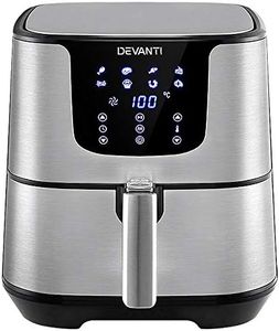 Devanti Air Fryer, 7L 1700W Stainless Steel Airfryer Electric Cooker Deep Fryers 8 Preset Cooking Functions Baking Kitchen Oven Household Small Kitchens Appliances, Auto Shut-off Silver