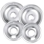 Polrios lora New Drip Pan Burner Stove Top Chrome Drip Pan, Stove Drip Pans Replacement Compatible for Most Plug-in Electric Ranges Whirlpool Frigidaire Kenmore include 2 * 6in and 2 * 8in